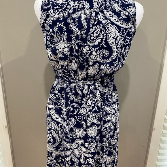 LOFT Blue Sheath Midi Dress Sleeveless Halter - Picture 2 of 3